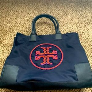 NWT Tory Burch Ella Beaded-Logo Tote. Color: Tory Navy